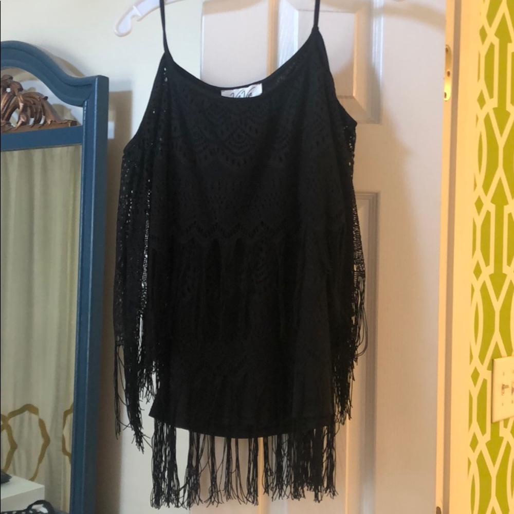 NWT Off the shoulder fringe top